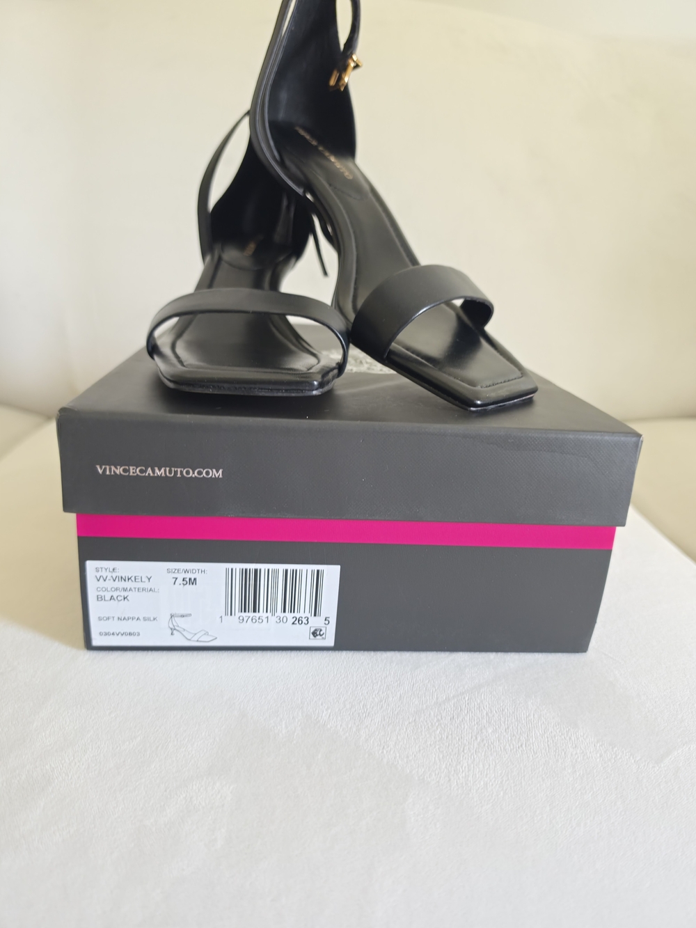 Vince Camuto Black Square-Toe Slingback Sandals 7.5